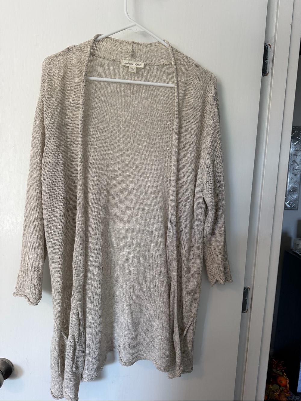 Coldwater Creek Beige Open-Front Knit Cardigan